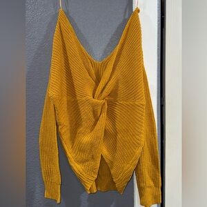 Fashion Nova Off-the-Shoulder Mustard Sweater